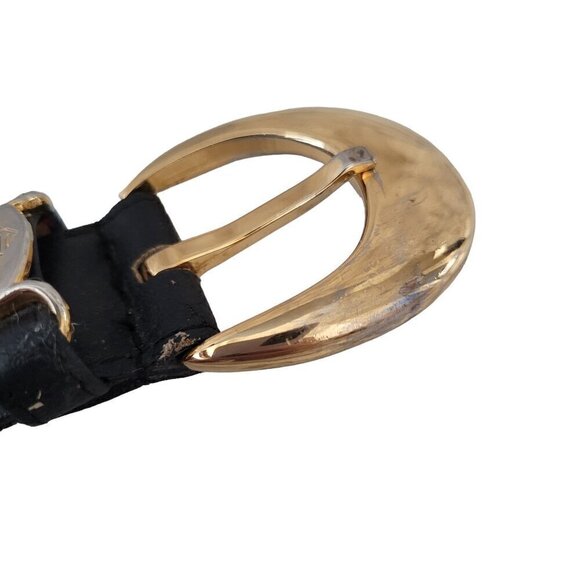 Vintage Daniel Hechter Belt Black Leather Gold Hardware - Picture 10 of 13